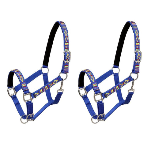 Head Collars 2 pcs for Horse Nylon Size Cob Blue