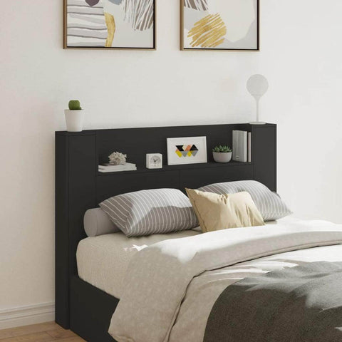 Headboard Cabinet with LED Black