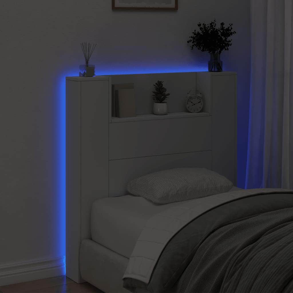 Headboard Cabinet with LED White