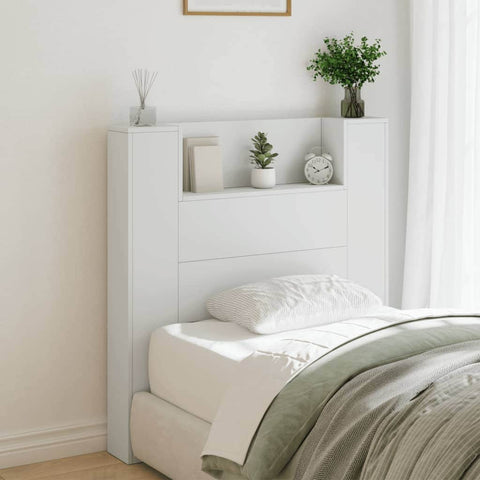 Headboard Cabinet with LED White