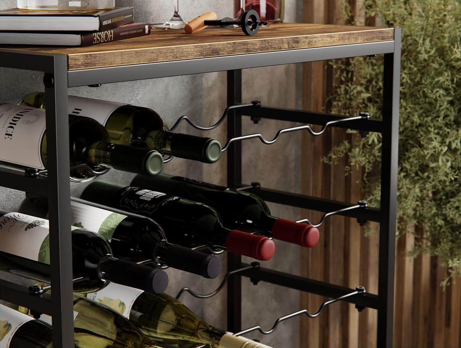 Heavy-Duty 6-Tier Wine Rack - 30 Bottle Storage Wooden Countertop