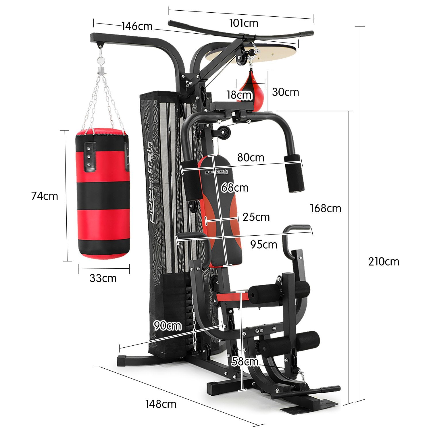 Home Gym Multi Station with Boxing Punching Bag Speed Ball