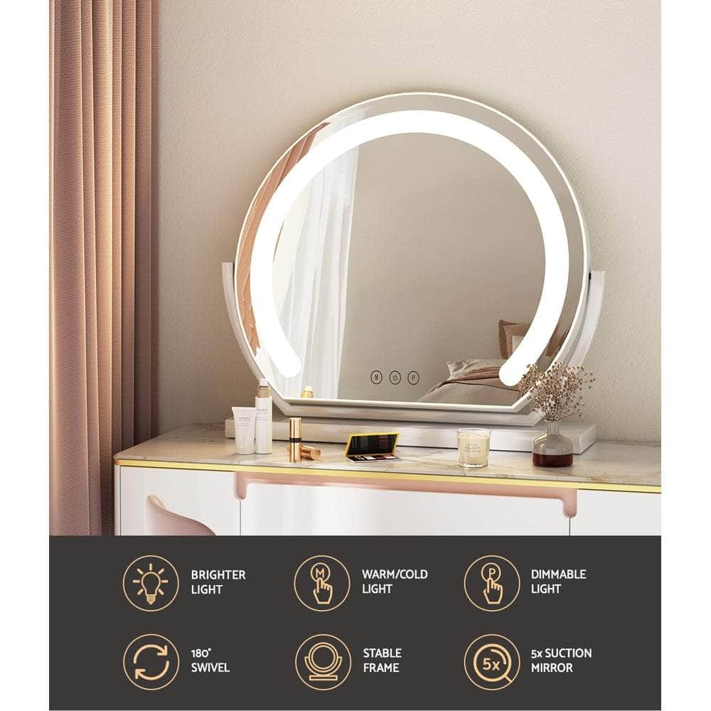 Hollywood Makeup Mirror with LED Lighted Vanity Dimmable Metal 40X35CM