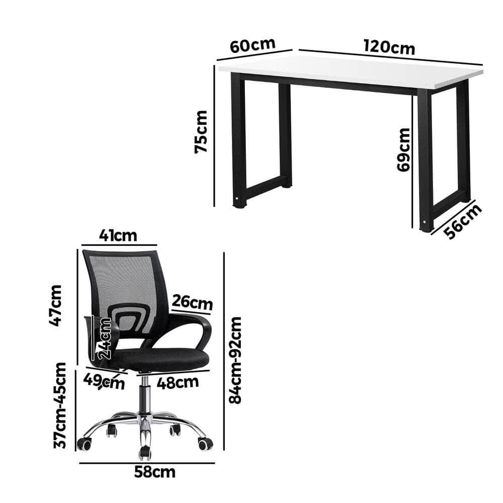 Home Office Set Black Computer Desk and Mesh Office Chair