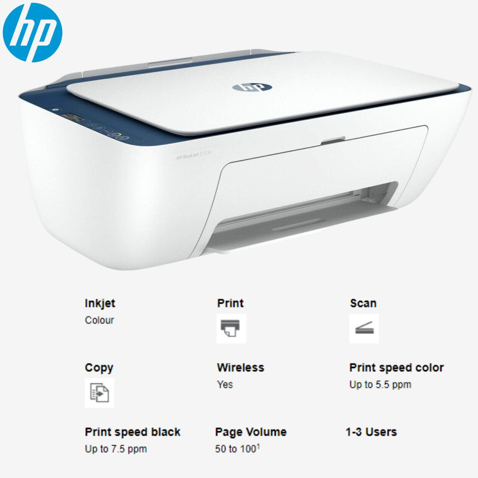 HP Deskjet 2723E All-In-One Wireless Multifunction Colour Inkjet Printer Blue