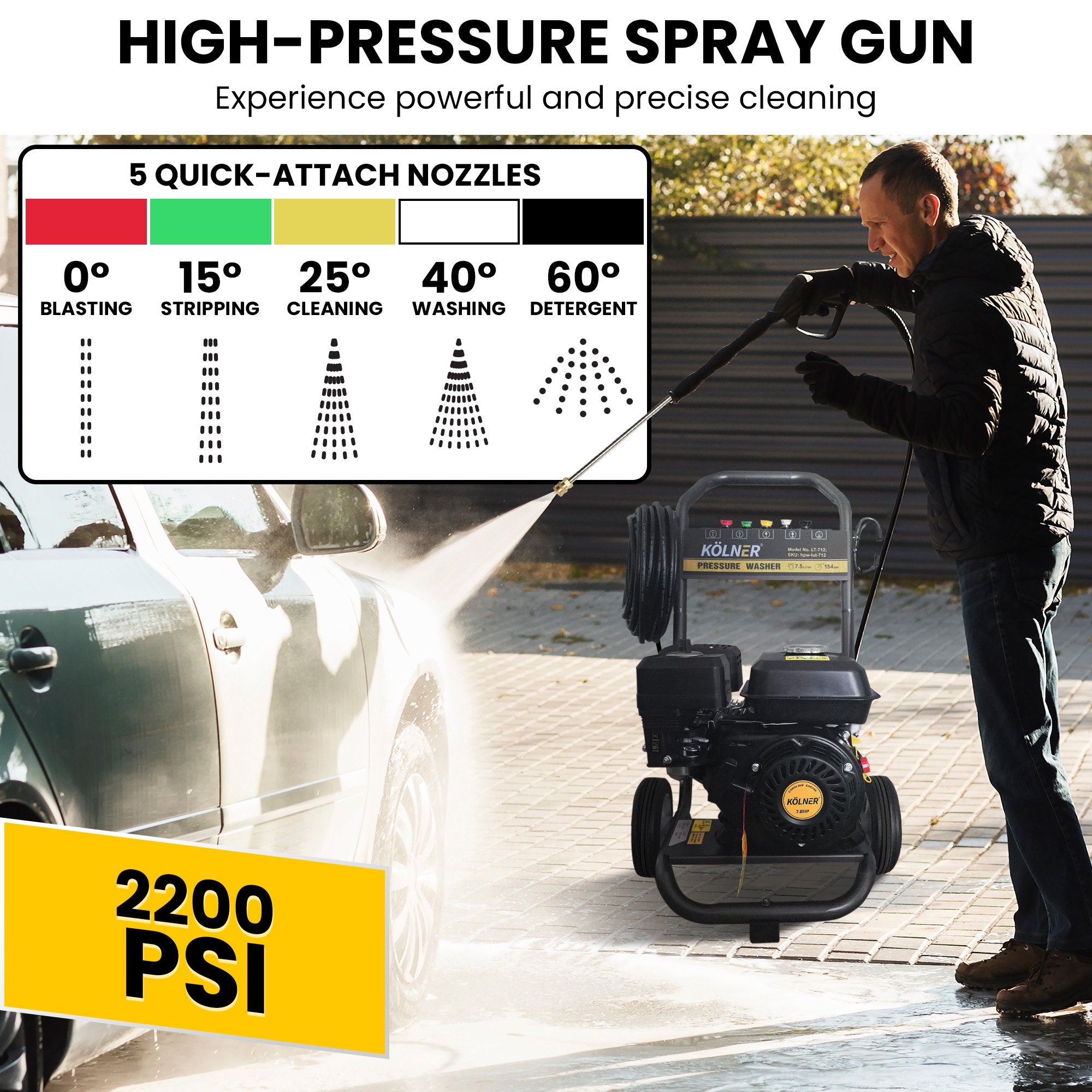 LT-712 7HP 2200PSI Petrol Engine High Pressure Washer 7.5LPM