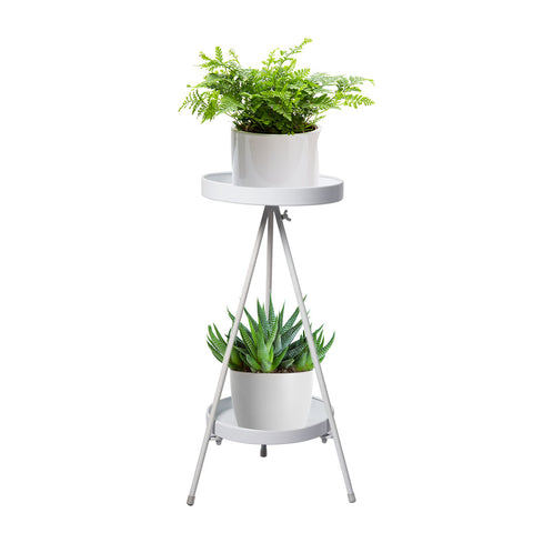 Plant Stand 2 Tiers Outdoor Indoor White Medium