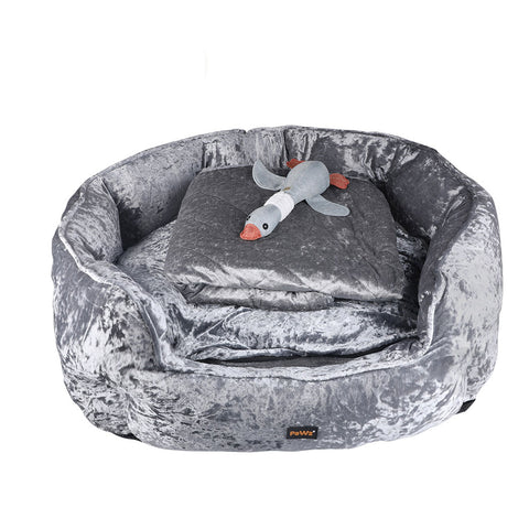 Pet Bed Set Dog Cat Quilted Blanket Large grey