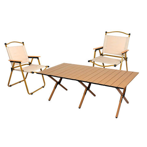 Folding Camping Table Chair Set Oak-Stylish