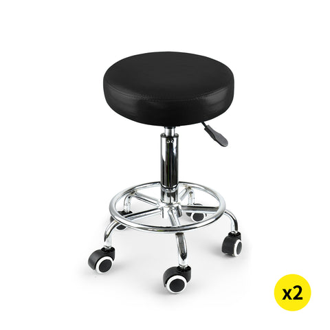 2x Swivel Salon Barstool Hairdressing Black