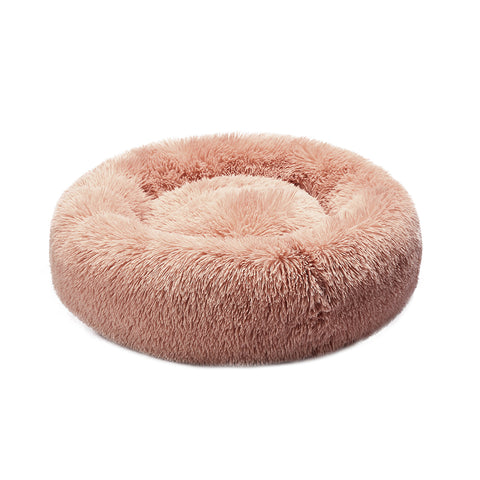 Pet Bed Cat Dog Donut Nest Calming M Pink - Medium