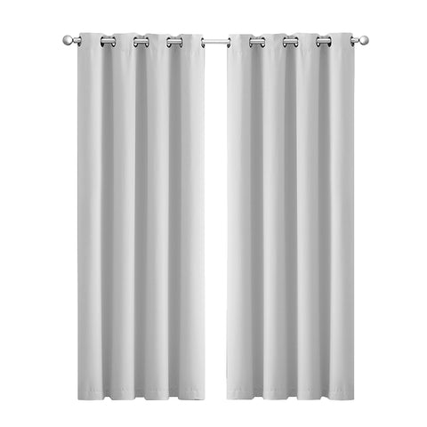 Grey 2x Blockout Curtains Panels 3 Layers