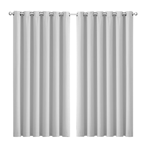 3 Layers Eyelet Blockout Curtains 240x230cm Grey