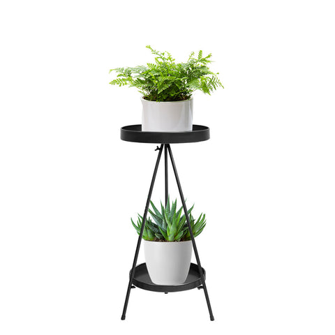 Plant Stand 2 Tiers Outdoor Indoor Black Medium