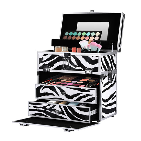 Professional Makeup Cosmetic Case Organizer Zebra