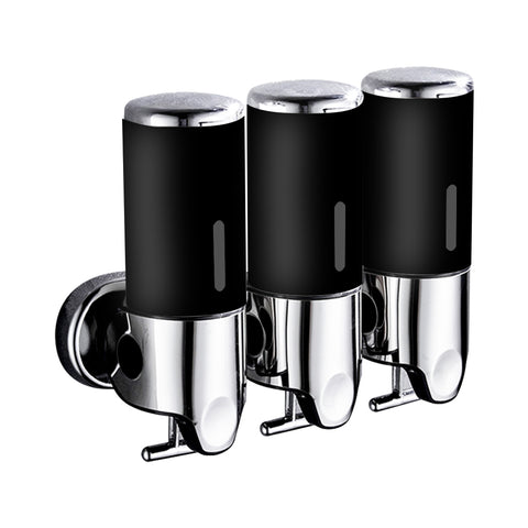 3 Bottles Bathroom Shower Soap Dispenser Black