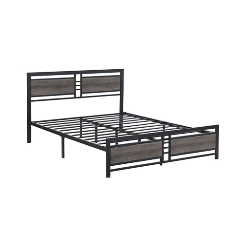 Queen Bed Frame Metal Mattress Dark Grey