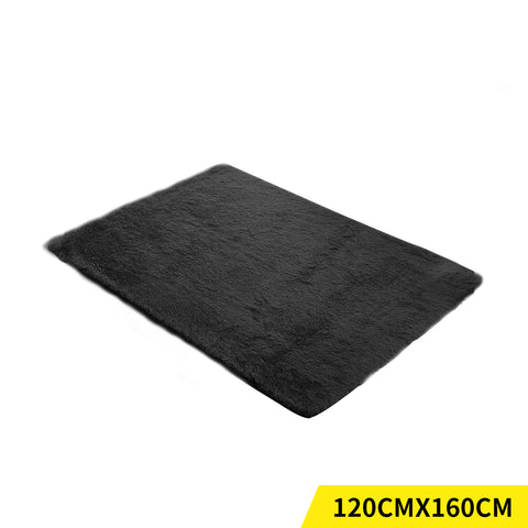 Floor Rugs Shaggy Rug Mats Shag Black