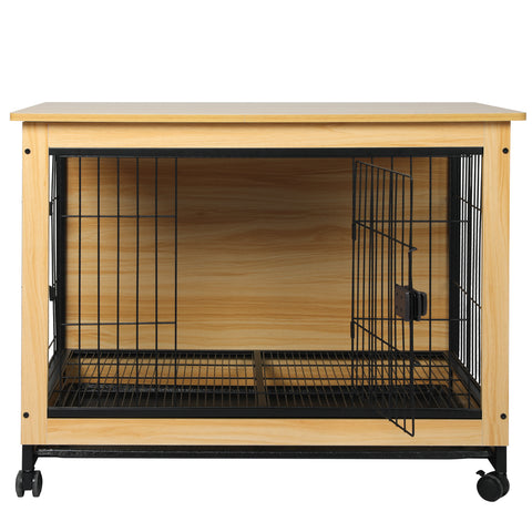 Wooden Wire Dog Kennel Side End L Large