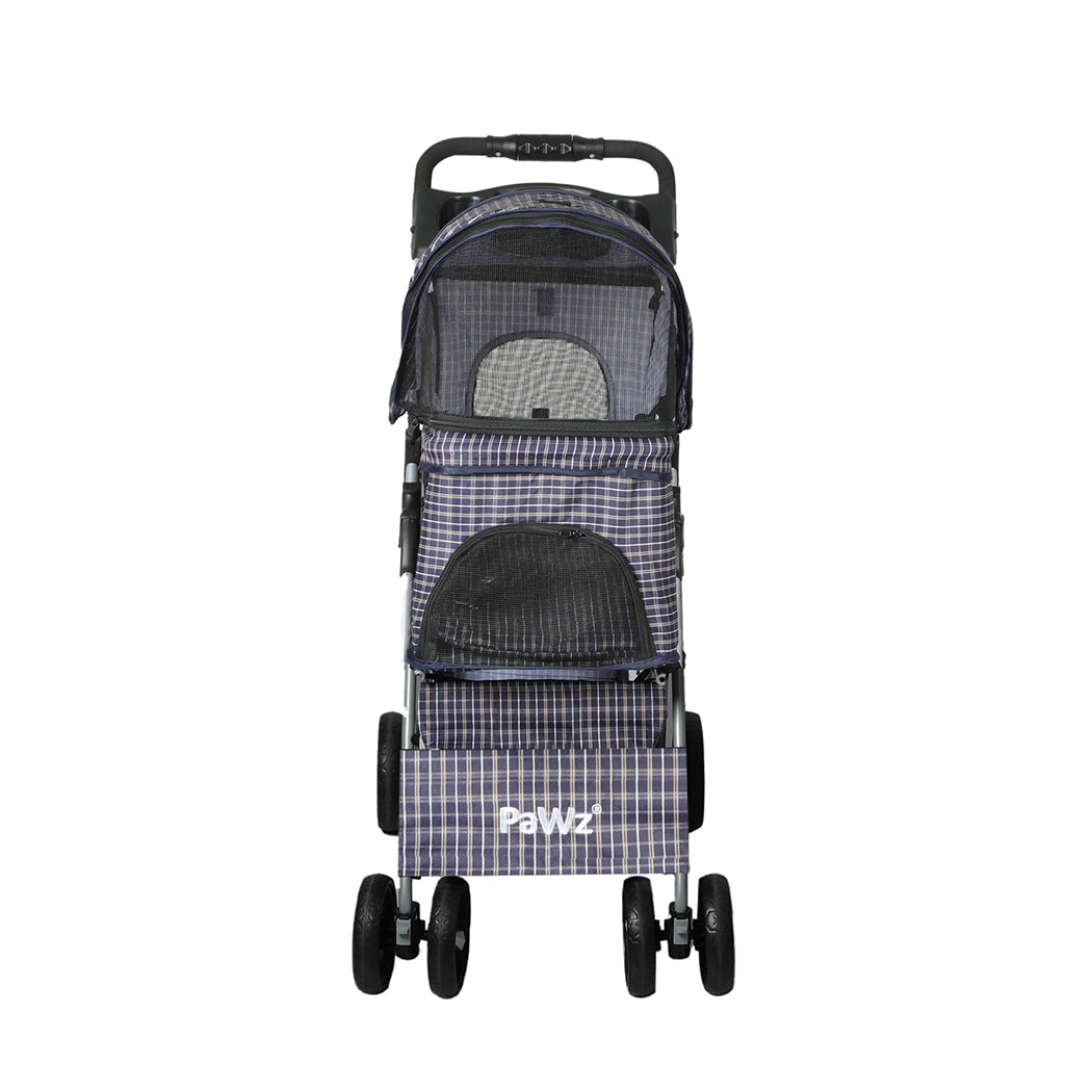 Large Pet Stroller Dog Cat Carrier Plaid