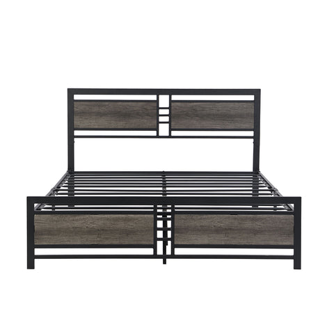 Queen Bed Frame Metal Mattress Dark Grey