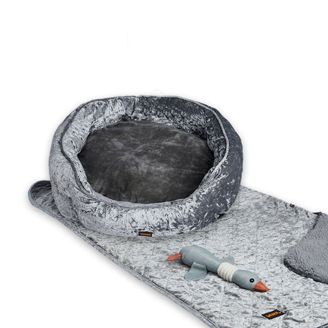 Pet Bed Set Dog Cat Quilted Blanket Large grey