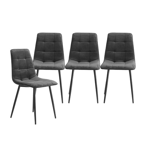 4x Dining Chairs Kitchen Velvet Grey