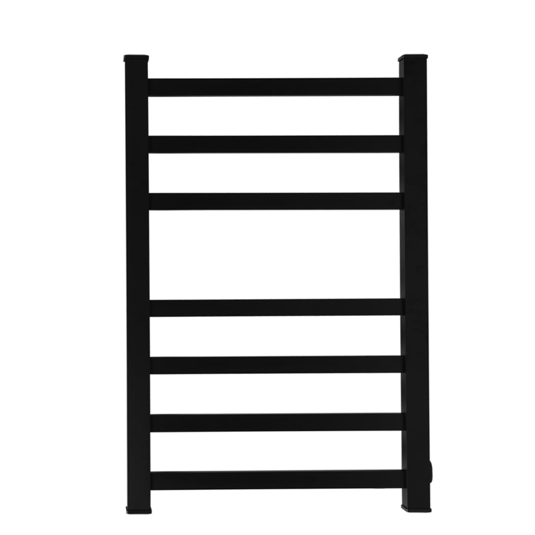 Heated Towel Rail Warmer Rack Wall Mounted Black