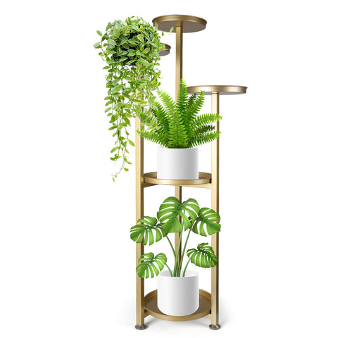 Plant Stand Outdoor Indoor Flower Gold Large