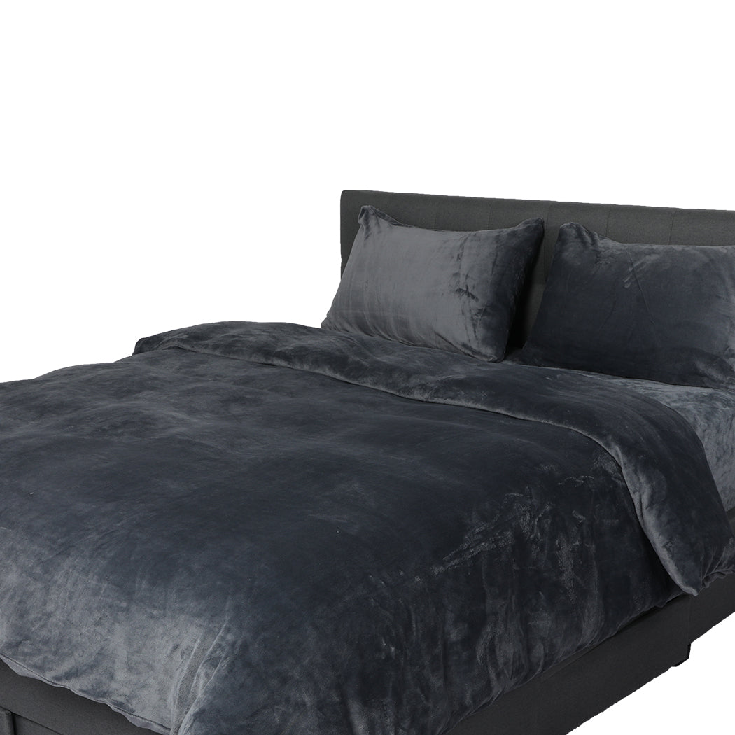 Bed Quilt Cover Bedding set Flannel Dark Grey King