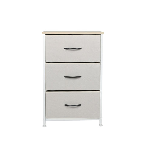 Chest of 3 Drawers Bedside Table Beige