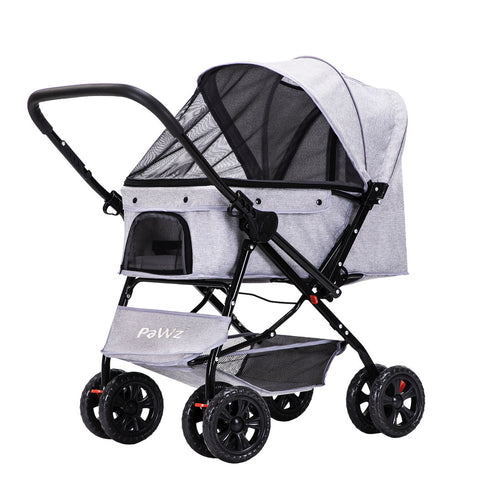 Pet Stroller Pram Dog Carrier Trailer Grey