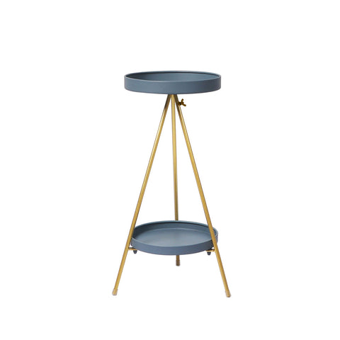 Plant Stand 2 Tiers Outdoor Indoor Grey Gold Medium