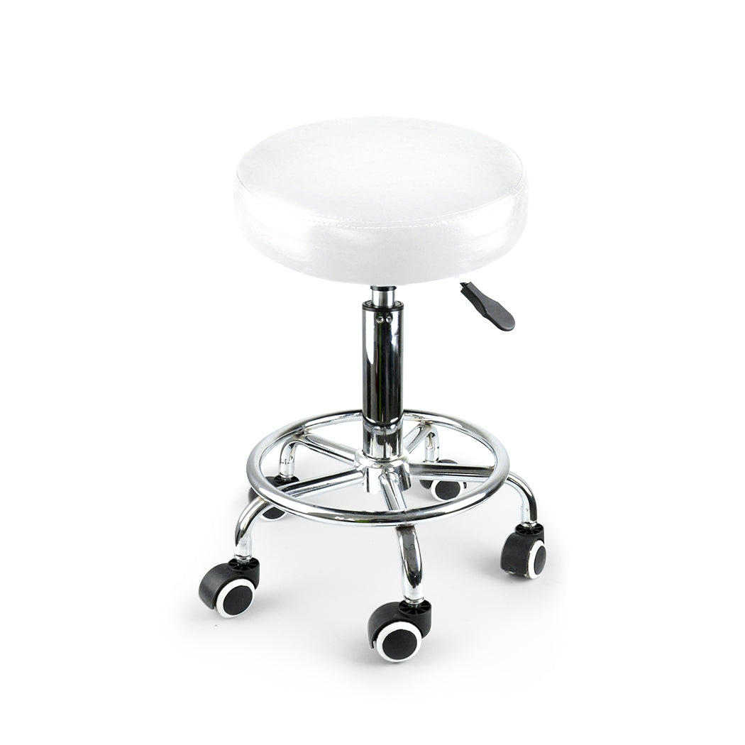 2x Swivel Salon Barstool Hairdressing White