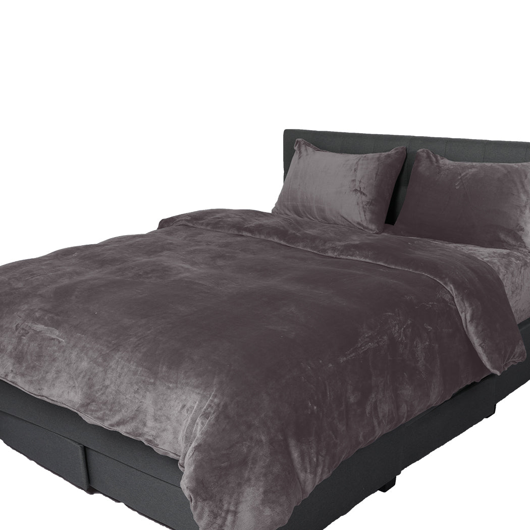 Quilt Cover Bedding Flannel Super King Silver