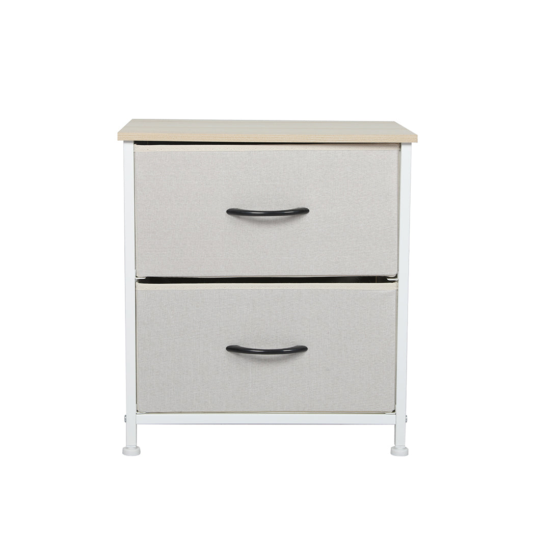 Chest of 2 Drawers Bedside Table Beige