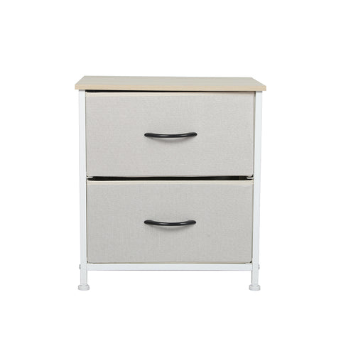 Chest of 2 Drawers Bedside Table Beige