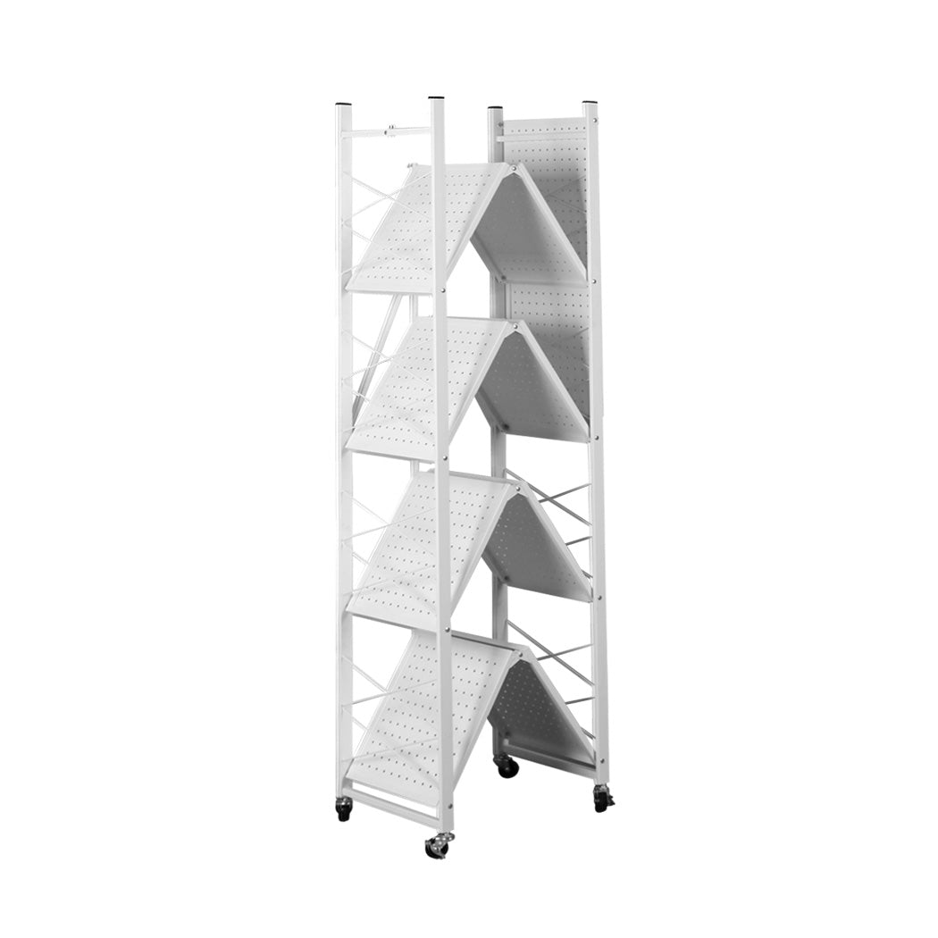 Foldable Storage Shelf Display White 5 Tiers