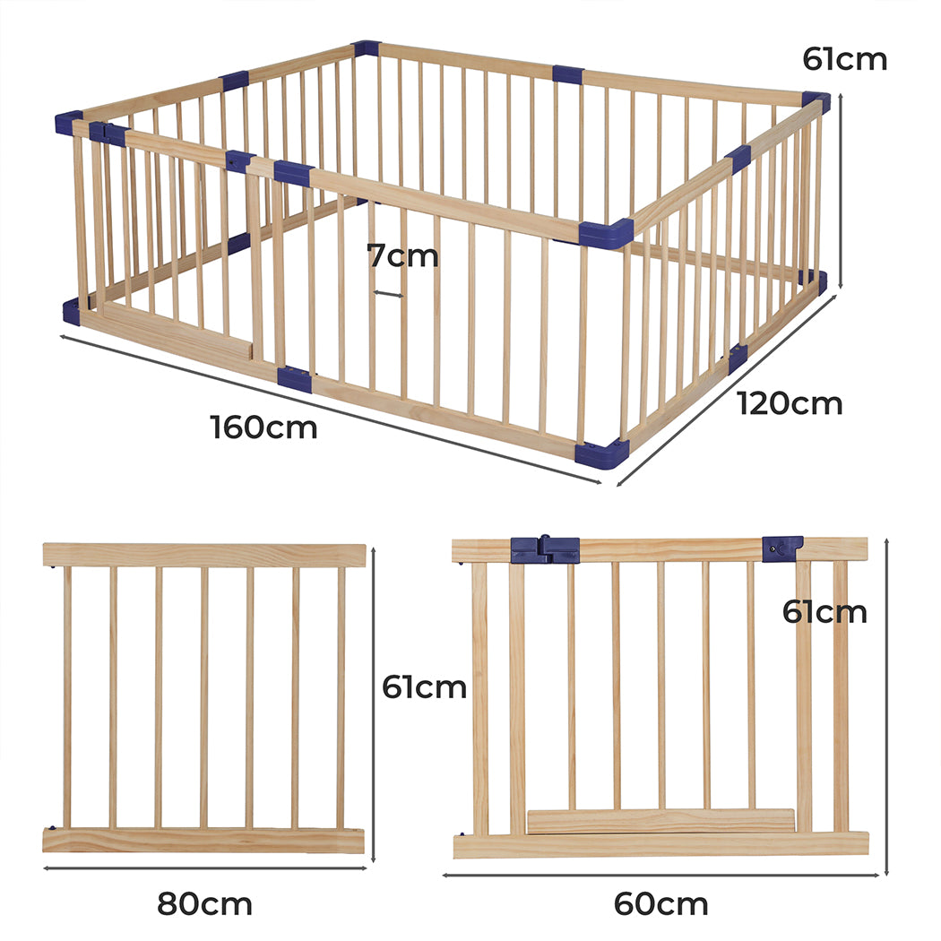 Kids Playpen Wooden Baby Safety Medium