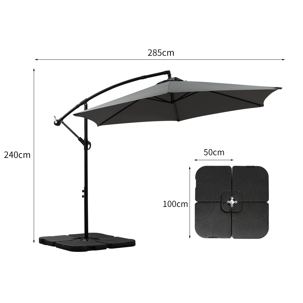 3M Outdoor Umbrella Cantilever Grey With Base