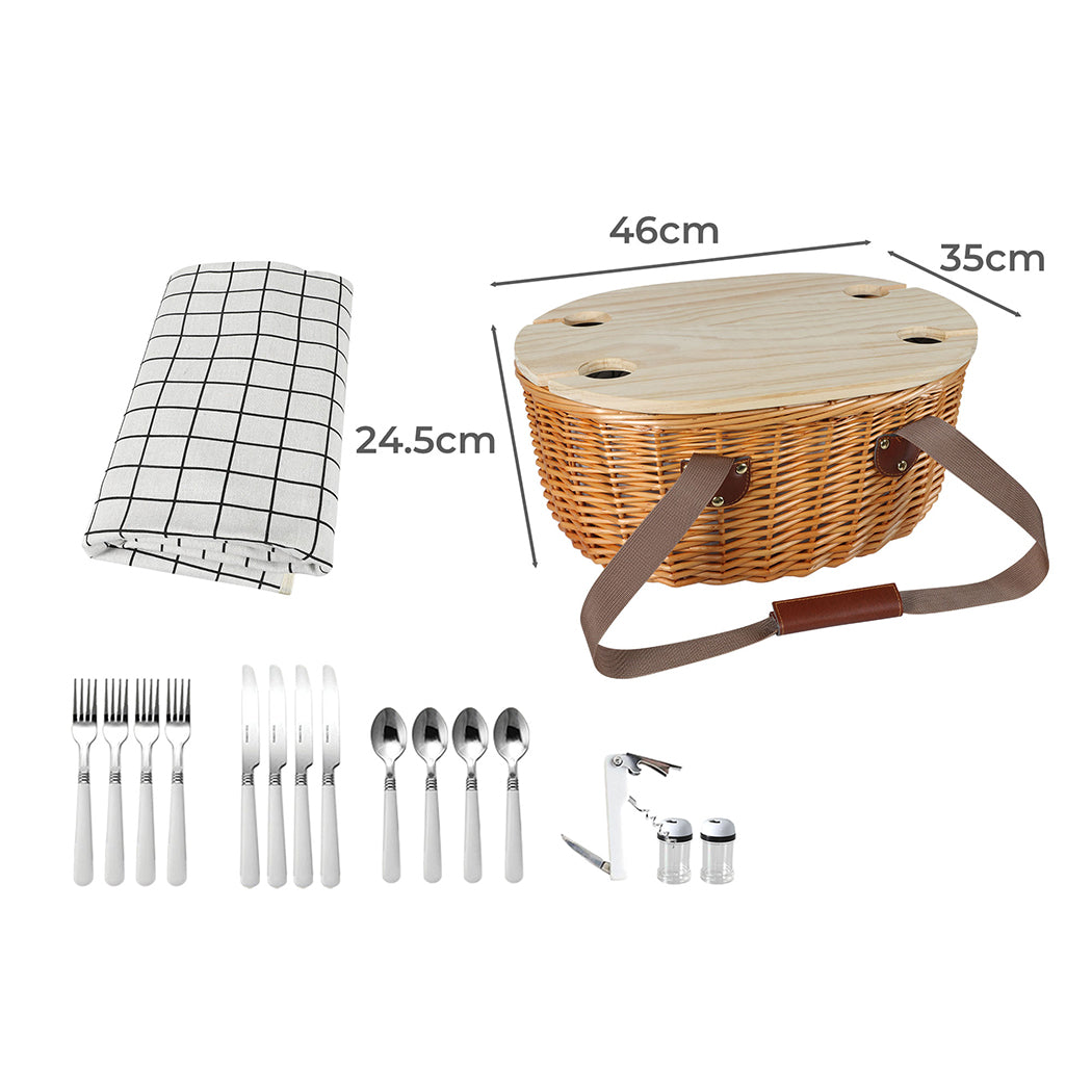 Picnic Basket Set Willow Baskets Outdoor