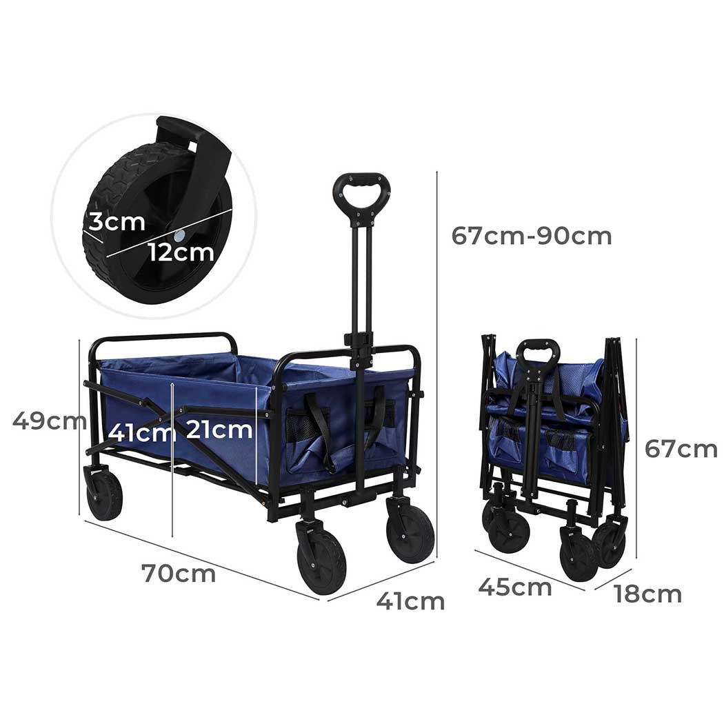 Garden Trolley Cart Foldable Picnic Blue