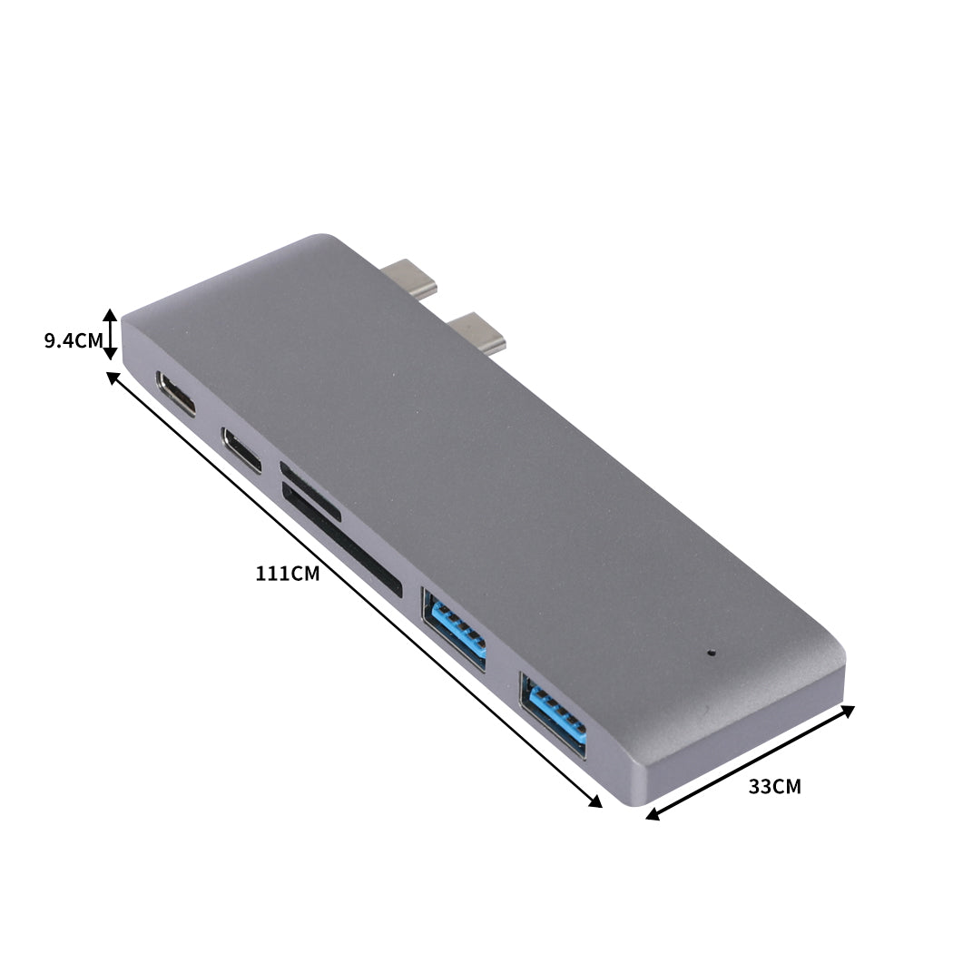 USB 3.0 Type-C HUB 6 Port Powered Adapter Grey