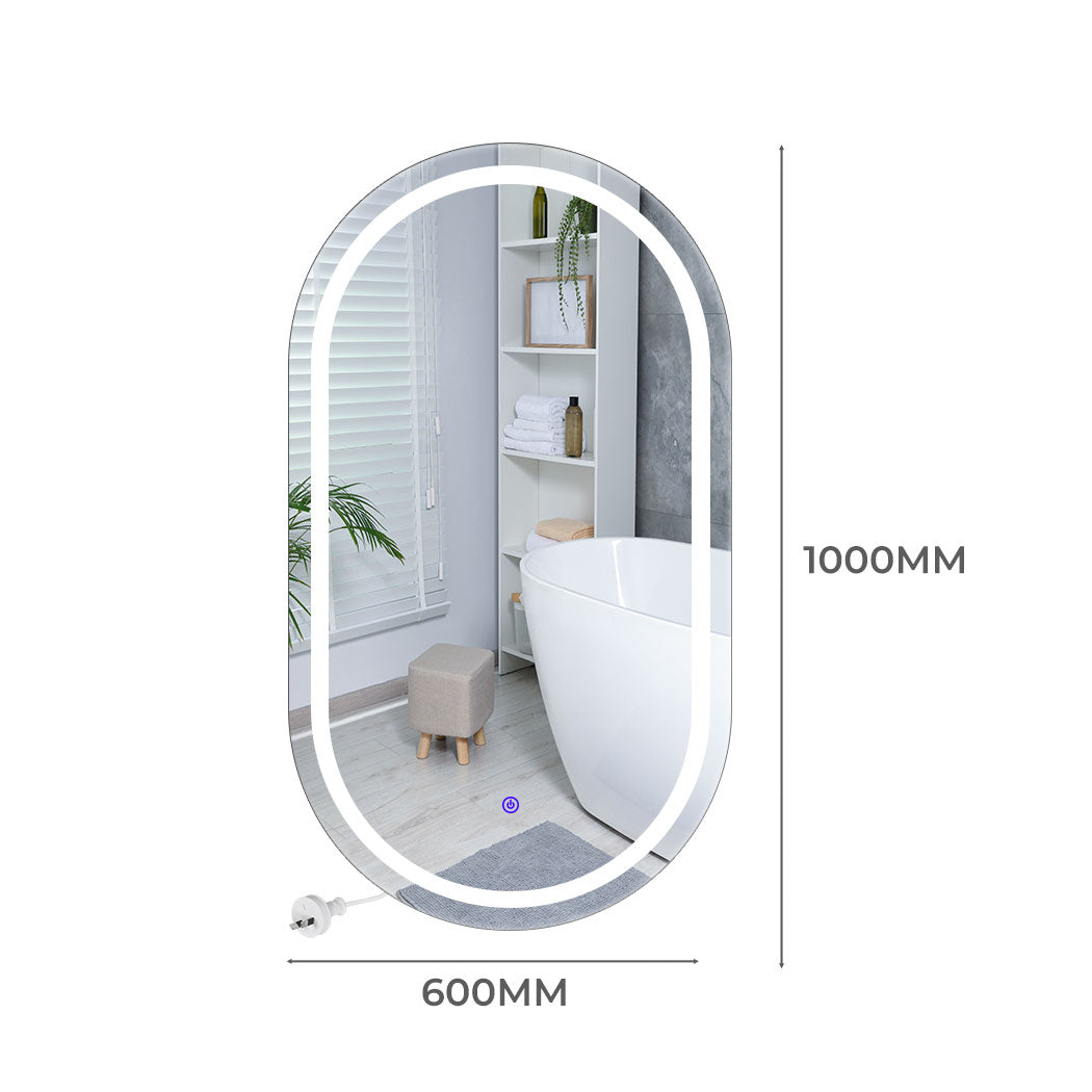 LED Wall Mirror Oval Anti-fog 60x100cm