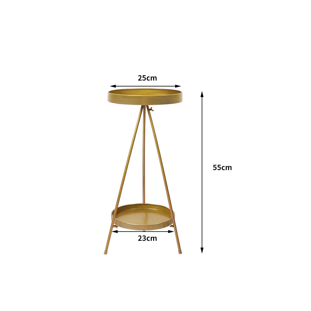 Plant Stand 2 Tiers Outdoor Indoor Gold Medium