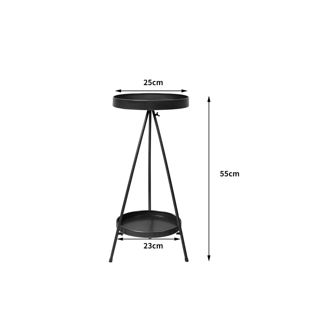 Plant Stand 2 Tiers Outdoor Indoor Black Medium