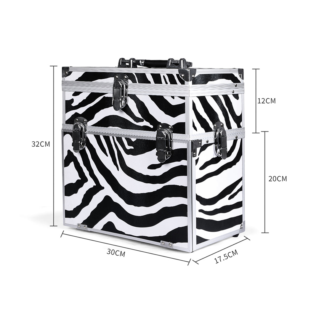 Professional Makeup Cosmetic Case Organizer Zebra