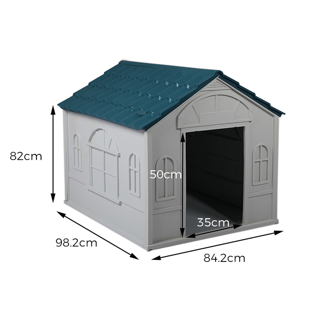 Dog Kennel Outdoor Indoor Pet Plastic XL Blue