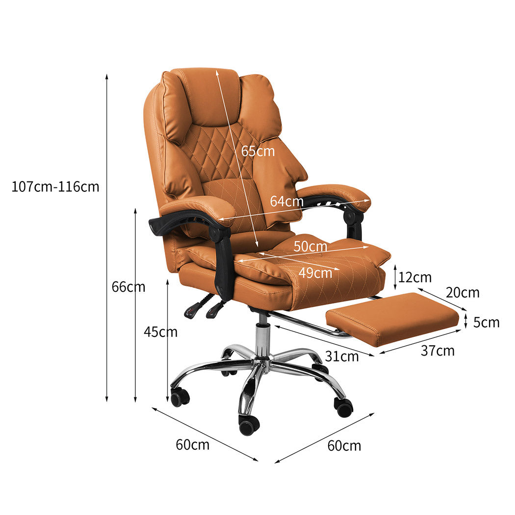 Gaming Chair Office Computer Brown Footrest