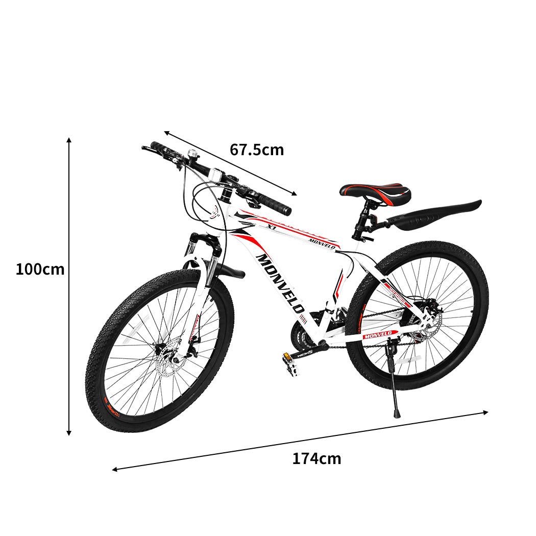 Monvelo 21 Speed 27.5'' Mountain Bicycle Black,Red,White